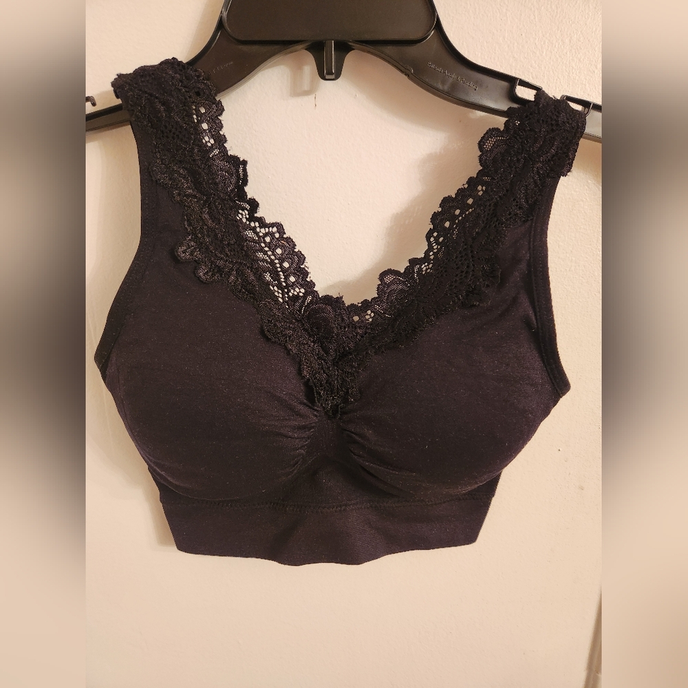Rhonda Shear Black Lace Trim Bra